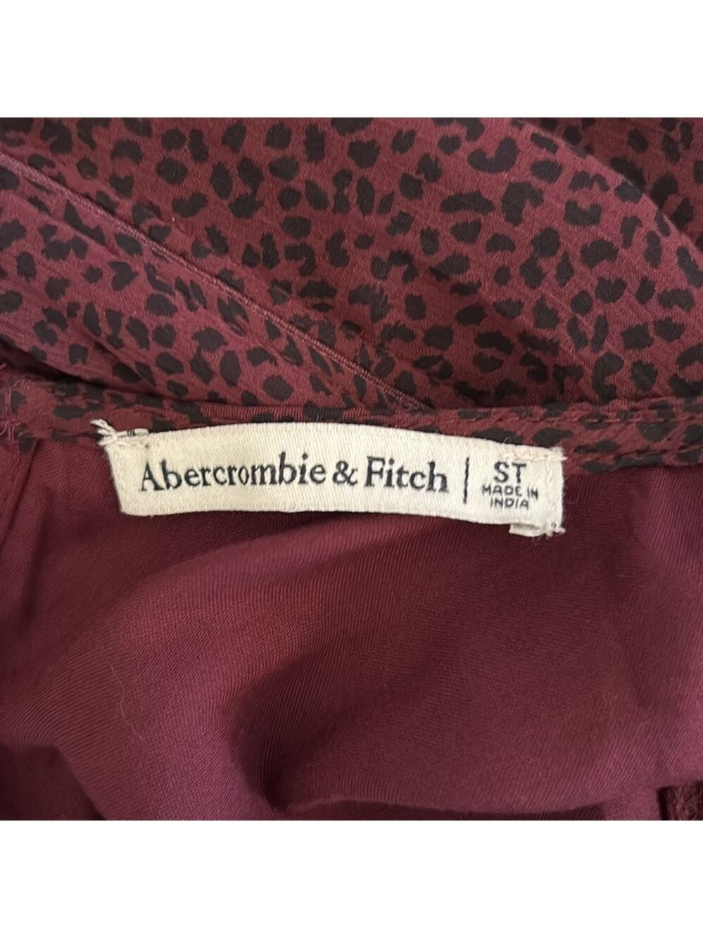 Abercrombie and Fitch dark purple animal print tie ruffle skirt dress size S - Picture 11 of 12